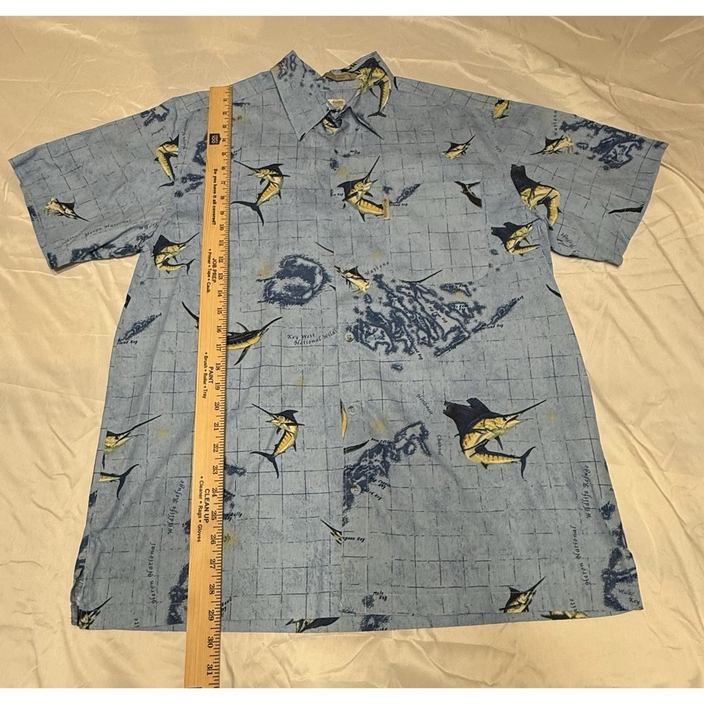 Columbia RiverLodge Button Up Blue Marlin Shirt Mens M, Short Sleeve,Fishing - Picture 8 of 12